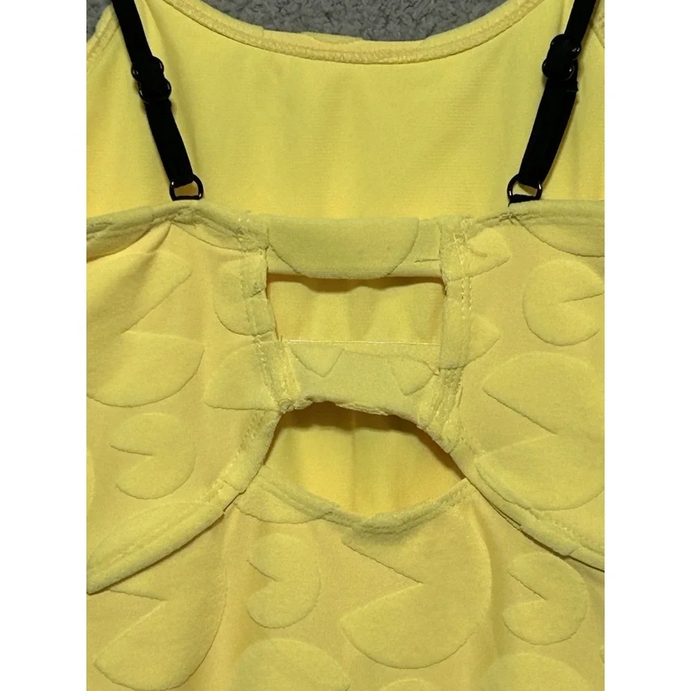 Justice x Pacman Yellow Terry One Piece Swimsuit Girls Medium/10 Pool Beach